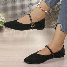 Load image into Gallery viewer, Ladies Fashion Leopard Pointed Mary Jane Flat Shoes Soft Suede Single Strap Metal Buckle Low Heel Casual Daily Slip On Shoes
