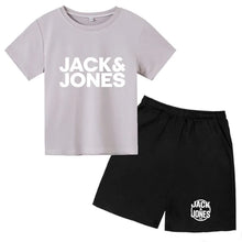 Load image into Gallery viewer, Kids Trendy Simple Letter Print Summer Fashion Breathable Tees+Shorts 2pcs Sportsuits 4-14 Years Boys Girls Outfits Clothes Sets
