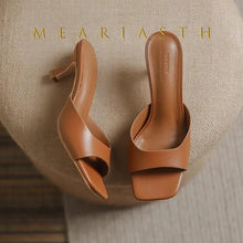 Load image into Gallery viewer, Women's Square Toe Open-Toe Mule Heels
