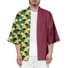 Load image into Gallery viewer, Anime Character Kamade Zezeko Pink Women's Kimono Cardigan Summer Kamado Tanjirou Green Black Checkered Men Japanese Haori Coat
