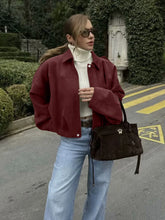 Load image into Gallery viewer, Women's Fashion Pilot Jacket with Bat Sleeves and Zipper, Casual Top
