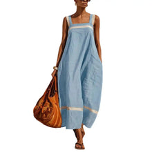 Load image into Gallery viewer, Summer Dress for Women Tassel Decorated Sleeveless Cotton Linen Dress Loose Vacation Long Dress with Pockets
