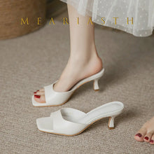Load image into Gallery viewer, Women's Square Toe Open-Toe Mule Heels
