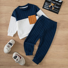 Load image into Gallery viewer, 2025 Boys Autumn Winter Long Sleeve sweater suits Solid Color Block Pants Set Kids Outfit Casual Comfortable Clothing
