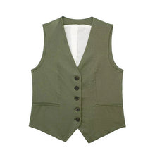 Load image into Gallery viewer, HH Summer Women Elegant Solid Single Breasted V Neck Casual Vest Top Female Fashion Office Lady Chic Outerwear Vest
