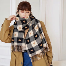 Load image into Gallery viewer, 1 Piece of Women's Autumn and Winter Heart-Shaped Scarf, Women's Plaid Comfortable Scarf, Thick Large Blanket Shawl Scarf
