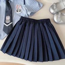 Load image into Gallery viewer, Zootopia Judy Summer Outfit Sets for Girls 2026 New Toddler Baby Casual Dress Suit Short Sleeve Striped Shirt Pleated Skirt 2PCS

