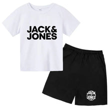 Load image into Gallery viewer, Kids Trendy Simple Letter Print Summer Fashion Breathable Tees+Shorts 2pcs Sportsuits 4-14 Years Boys Girls Outfits Clothes Sets
