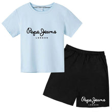 Load image into Gallery viewer, Kids Trendy Simple Letter Print Summer Fashion Breathable Tees+Shorts 2pcs Sportsuits 3-13 Years Boys Girls Outfits Clothes Sets
