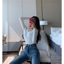 Load image into Gallery viewer, Autumn Winter Women Sweaters Casual Long Sleeve Knitted V Neck Pullover Sweater Femme Basic Solid Jersey Tops Fashion Clothes
