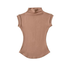 Load image into Gallery viewer, Women Summer Sexy Turtleneck Sleeveless T-Shirts Tops Solid Slim Fit Pullovers Causal Tees Shirts Female Streetwear Basics Tees
