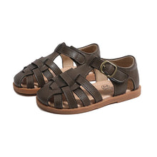 Load image into Gallery viewer, Girls' Genuine Leather Roman Sandals | Anti-Slip Soft Sole Summer Shoes (Sizes 22–31)
