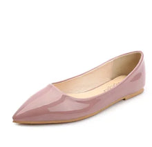 Load image into Gallery viewer, Ladies 2-48 Patent Leather Slip-ons Green Beige Pointy Toe Light Shoes For Women Promotion 2020 Simple Flats Spring Outdoor Cute
