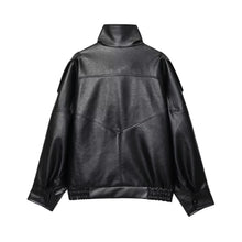 Load image into Gallery viewer, TFMLN 2025 Women Faux Leather Loose Jacket High Street Stand Collar Long Sleeve Coat Fashion Causal Zipper Outwear Autumn Winter
