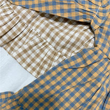 Load image into Gallery viewer, Girls Clothing Cute Children Dresses Kids Baby Girl Plaid Cotton Linen Lapel Collar Dress Long Sleeve Skirt
