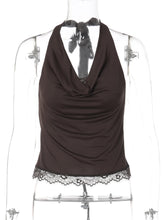 Load image into Gallery viewer, Summer Fashion Sexy Halter Backless Lace Up Lace Ruffles Swinging Collar Vest Women Casual Y2K Tank Top Party Club Canis Clothes
