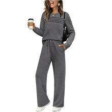 Load image into Gallery viewer, New Autumn Winter Women Two Piece Set O Neck Long Sleeve Sweatshirt Shirt High Wasit Drawstring Pants Female Casual Track Suits
