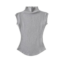 Load image into Gallery viewer, Women Summer Sexy Turtleneck Sleeveless T-Shirts Tops Solid Slim Fit Pullovers Causal Tees Shirts Female Streetwear Basics Tees
