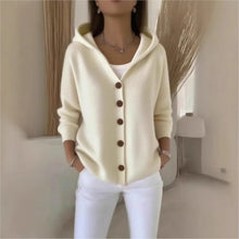 Load image into Gallery viewer, Solid Color Button Knit Hooded Sweater Cardigan Jacket For Autumn Winter New Casual Fashionable Women's Clothing Pulls Femmes
