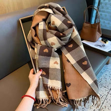 Load image into Gallery viewer, 1 Piece of Women's Autumn and Winter Heart-Shaped Scarf, Women's Plaid Comfortable Scarf, Thick Large Blanket Shawl Scarf
