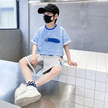 Load image into Gallery viewer, Boys Loose Casual Sets Summer Teen Gradient T-shirts+Shorts 2Pcs Big Kids Sport Short Sleeve Clothes Suits Children Print Outfit
