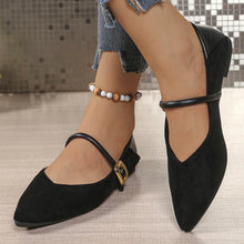 Load image into Gallery viewer, Ladies Fashion Leopard Pointed Mary Jane Flat Shoes Soft Suede Single Strap Metal Buckle Low Heel Casual Daily Slip On Shoes
