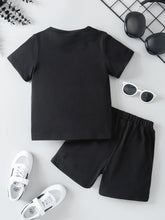 Load image into Gallery viewer, Boys' Color Block Script Print Tee &amp; Shorts Set
