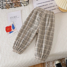 Load image into Gallery viewer, Summer Kids Casual Pants 1-6Y Simple Boys Grid Sweat Pants Korean Loose Thin Children Striped Letter Trousers
