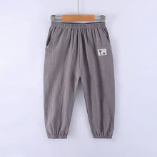 Load image into Gallery viewer, Children Trousers For Boys Girls Cotton Linen Elastic Waist Solid Color Summer Mosquito Pants Kids Clothing Long Pants 100-160cm
