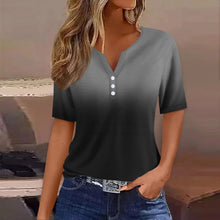 Load image into Gallery viewer, Women Summer Trendy Simple Casual Fashion Button T Shirt V Neck Short Sleeve Solid Loose Pullover Tops Plus Size Ropa De Mujer
