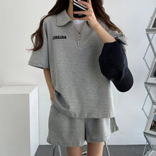 Load image into Gallery viewer, Women's Tracksuit Short Sets Sportswear Solid Print Shorts Sleeve Blouse Shorts Tracksuits Female Summer Casual Two Piece Sets
