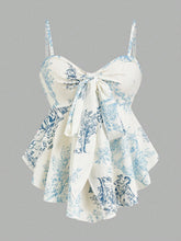 Load image into Gallery viewer, Women's Elegant Cami Striped Printed Bow Neck &amp; Front Tie Waist, Slim Sleeveless Camisole. Versatile for Spring &amp; S

