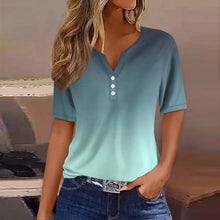 Load image into Gallery viewer, Women Summer Trendy Simple Casual Fashion Button T Shirt V Neck Short Sleeve Solid Loose Pullover Tops Plus Size Ropa De Mujer
