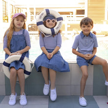 Load image into Gallery viewer, AP SS26 blue denim collection kids boys girls spring summer fashion jeans pleated skirt jumper shirt family clothing clothes
