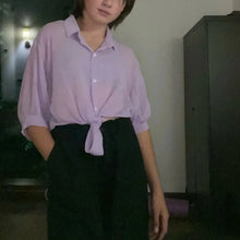 Load image into Gallery viewer, Summer Sun-protective Clothing Casual Loose Clothes Elegant Solid Color Tied Waist Blouse Bat Half Sleeve Button Chiffon Shirt
