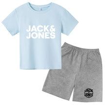 Load image into Gallery viewer, Kids Trendy Simple Letter Print Summer Fashion Breathable Tees+Shorts 2pcs Sportsuits 4-14 Years Boys Girls Outfits Clothes Sets

