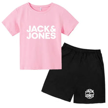 Load image into Gallery viewer, Kids Trendy Simple Letter Print Summer Fashion Breathable Tees+Shorts 2pcs Sportsuits 4-14 Years Boys Girls Outfits Clothes Sets

