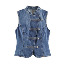 Load image into Gallery viewer, Retro Denim Blouse Travel Joker Vest
