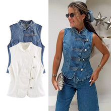 Load image into Gallery viewer, Retro Denim Blouse Travel Joker Vest
