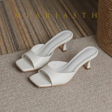 Load image into Gallery viewer, Women's Square Toe Open-Toe Mule Heels
