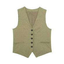 Load image into Gallery viewer, HH Summer Women Elegant Solid Single Breasted V Neck Casual Vest Top Female Fashion Office Lady Chic Outerwear Vest
