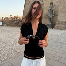 Load image into Gallery viewer, Sexy V Neck Tanks Top Women Backless Lace Up Ruched Crop Top Vest Tee Y2K Slim Club Party Top Hot Girl 2026 Summer New Tops
