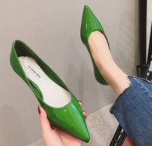 Load image into Gallery viewer, Ladies 2-48 Patent Leather Slip-ons Green Beige Pointy Toe Light Shoes For Women Promotion 2020 Simple Flats Spring Outdoor Cute
