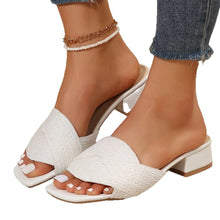 Load image into Gallery viewer, Fashion Summer Women Colorblock Braided Chunky Heeled Sandals Going Out Female Beach Shoes Korean Style High Heels Slippers
