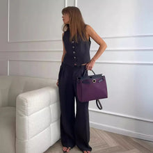 Load image into Gallery viewer, Women Linen Cotton Chic Vest ＆ Pants Suit Two-Piece Set
