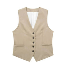 Load image into Gallery viewer, HH Summer Women Elegant Solid Single Breasted V Neck Casual Vest Top Female Fashion Office Lady Chic Outerwear Vest
