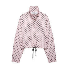 Load image into Gallery viewer, Women's Polka Dot Turtleneck Zipper Jacket with Pockets
