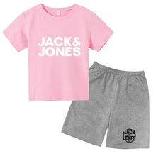 Load image into Gallery viewer, Kids Trendy Simple Letter Print Summer Fashion Breathable Tees+Shorts 2pcs Sportsuits 4-14 Years Boys Girls Outfits Clothes Sets
