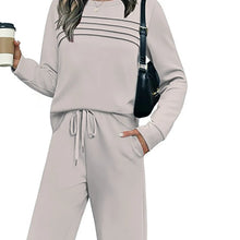 Load image into Gallery viewer, New Autumn Winter Women Two Piece Set O Neck Long Sleeve Sweatshirt Shirt High Wasit Drawstring Pants Female Casual Track Suits
