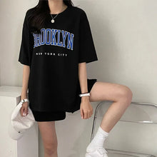 Load image into Gallery viewer, Women's Tracksuit Short Sets Sportswear Solid Print Shorts Sleeve Blouse Shorts Tracksuits Female Summer Casual Two Piece Sets
